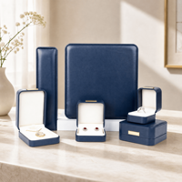 Boîte à bijoux Zebopak en cuir PU bleu saphir, emballage professionnel pour boucles d'oreilles, bagues et colliers