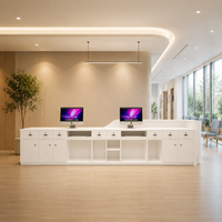 Bureau d'accueil LED peint au design minimaliste moderne, personnalisable pour salon de beauté, clinique, hôtel et école