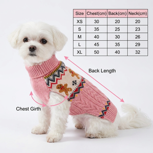Suéter para Cães em Poliéster Ecológico com Tricô Jacquard Nórdico, Padrão de Homem de Biscoito, Forrado com Fleece para o Inverno - Product Image 4