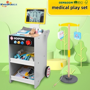Nouvelles jouets pour enfants : chariot médical de docteur en bois pour jeu d'imitation éducatif préscolaire, pour filles - Product Image 1
