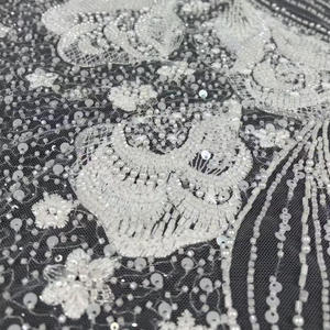 Nouvelle arrivée, dentelle <span class=keywords><strong>de</strong></span> mariage <span class=keywords><strong>de</strong></span> luxe, dentelle lourde à <span class=keywords><strong>gros</strong></span> motifs floraux, tissu en dentelle pour robe <span class=keywords><strong>de</strong></span> mariée - Product Image 1