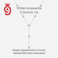 Collier Lariat en Y avec accents de moissanite dispersés, en argent sterling S925, chaîne réglable, bijou délicat et raffiné