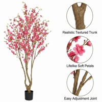 Pohon Bunga Persik Buatan Real Touch Tahan UV, Tanaman Bunga Plastik untuk Dekorasi Dalam Ruangan Rumah, Kantor, Hotel, dan Pesta