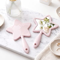 Miroir de poche en forme d'étoile, marque privée, rose, blanc, vert, noir, pour maquillage des cils, miroirs de voyage portables