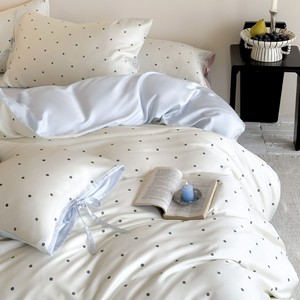 Ensemble de <span class=keywords><strong>housse</strong></span> de <span class=keywords><strong>couette</strong></span> et de draps en soie à pois, 4 pièces, doux et soyeux, respirant, certifié OEKO-TEX, coton 400TC, luxe pour la maison et la chambre à coucher - Product Image 3