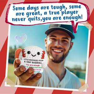 Porte-cartes de baseball au crochet en coton écologique positif-fait à la main pour hommes/femmes coéquipiers collègues petit ami/frère Get Well - Product Image 2