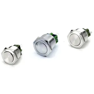 QIANNIAN 25mm Momentary/Latching 1NO1NC/2NO2NC 5A 250VAC Pin Domed Head Metal Push Button Switch