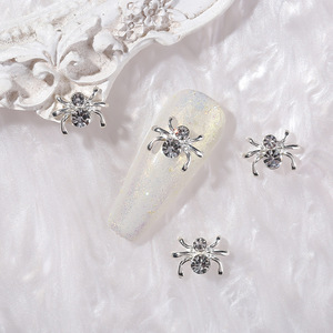 Breloques pour ongles en argent et or, motif araignée, style Gothique Halloween, décorations 3D en métal et strass, cristaux œil de cheval pour nail art - Product Image 6