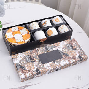 Ensemble de tasses et soucoupes à café turc de style européen, emballage en boîte cadeau, rétro, luxe léger, tasse à thé de l'après-midi, soucoupe, tasse - Product Image 1