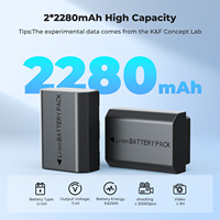Set Pengisi Daya Baterai K&F Concept 2 Pack 2280mAh NP-FZ100 untuk Sony Alpha A7 III, A7R III (A7R3), A9, A6600, A7R IV, Alpha A9 II