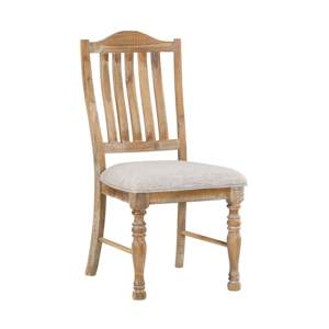 DB Traditional Midcentury Design Side <b>Chair</b> Set 2 Wheat Finish Textured Fabric <b>Upholstered</b> Vertical Slat-Back Farmhouse Style - Product Image 1