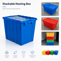 Caisse de rangement empilable en plastique robuste pour le transport, la logistique et le stockage industriel avec couvercle