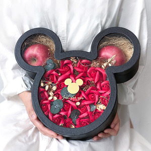 Caja de papel de regalo personalizada con ventana en forma de Micky, embalaje de marca Bonita, flores de San Valentín, caja de regalo de Chocolate - Product Image 1