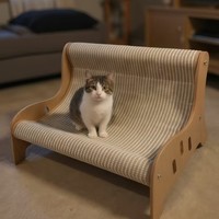 Planche à gratter pour chat en sisal, durable, grande, intégrée au canapé inclinable, respirante, chaude, adaptée à toutes les saisons, hamac en bois pour chat
