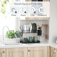 Égouttoir à vaisselle à trois niveaux en acier inoxydable/fer pour cuisine, à poser au-dessus de l'évier, avec support pour planche à découper