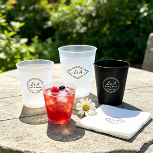 Gobelets de stade tendance personnalisés avec logo, 8oz, 12oz, 16oz, en plastique PP écologique sans BPA, pour fête, avec serviette noire - Product Image 1