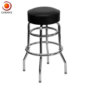 <span class=keywords><strong>Tabouret</strong></span> de bar pivotant moderne de haute qualité en chrome à double anneau avec siège en cuir durable, couleur et logo personnalisés pour cuisine, bar, café - Product Image 1