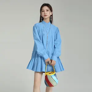 Summer Products Doll Chemise à manches longues définie Femme Vêtements Robe Loose Stand Collar Shirt Casual Dresses