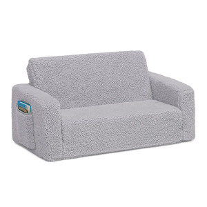 공장에서 만든 회색 어린이 플립 아웃 플러시 셰르파 아기 소파 <span class=keywords><strong>2</strong></span> in 1 어린이를위한 안락 의자 컨버터블 폼 소파 - Product Image 4