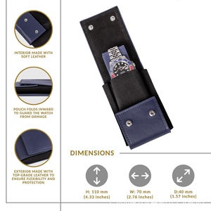 Caja de Almacenamiento Rectangular para Relojes, de Cuero Genuino con Patrón Nappa, Diseño de Bloques de Color, para Colección de Relojes, de Viaje, con Tapa Abatible en Color Contrastante - Product Image 3