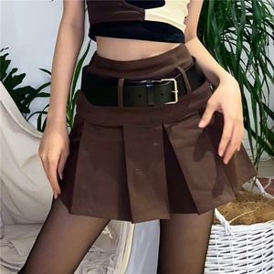 กระโปรงทรงเอเอวสูงแบบจีบผ้าถักสีดำสไตล์ลำลองสำหรับผู้หญิง รุ่นใหม่ประจำฤดูใบไม้ร่วงปี 2022 - Product Image 2