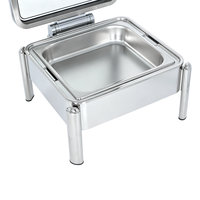 Luxuriöser quadratischer hydraulischer Chafing Dish aus Edelstahl für Hochzeitsbankette und Restaurants mit Glasdeckel – Buffet-Speisenwärmer