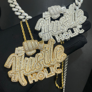 Iced Out Bling Micro Pave 5A CZ joyería Punk Cool Hand Catch Money Hustle <span class=keywords><strong>Holic</strong></span> Hip Hop colgante collar para hombres - Product Image 1
