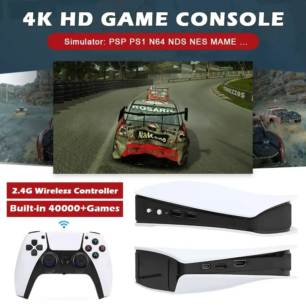 Gb5 Retro Video Game Console 4K Output Games Emuelec 4.3 Systeem 2.4G Draadloze Controllers Voor Ps1/Gb/N64 Simulator Games