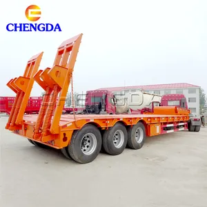 Chengda 3 Aks 60 Ton 100 Tonluk Hidrolik Uzatılabilir Lowboy Yükleyici Lowbed Low Bed kamyon yarı römorku Satılık