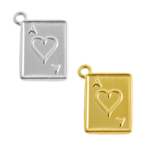 Colgante de As de Póker de Acero Inoxidable, Chapado en Oro de 18K, Amuleto de Corazón Negro, Accesorios para Hacer Joyas DIY, Collar y Pulsera - Product Image 1