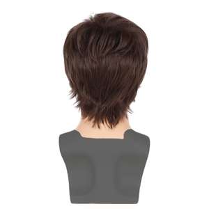 วิกผมสังเคราะห์สีน้ำตา<span class=keywords><strong>ล</strong></span><span class=keywords><strong>ทรง</strong></span>หนาสำหรับผู้ชายตะวันตก - <span class=keywords><strong>ผม</strong></span>ตรงสั้นพร้อมหน้าม้ายาว ดูเป็นธรรมชาติ - Product Image 4