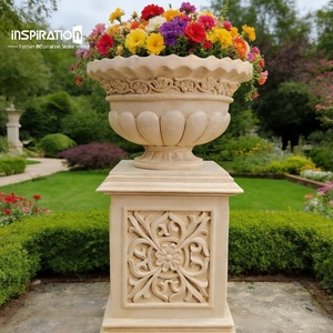 Maceta Ornamental de Imitación de Granito, Jardinera Europea para Jardín de Grava, Maceta Grande de <span class=keywords><strong>Piedra</strong></span> Fundida, Maceta de <span class=keywords><strong>Piedra</strong></span> Fundida de Lujo - Product Image 1
