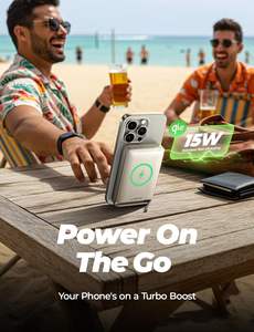 Chargeur portable LISEN 10000 mAh avec charge rapide <span class=keywords><strong>30W</strong></span>, entrée/sortie USB-C et béquille pliable pour iPhone 17 16 15 Pro Max - Product Image 3