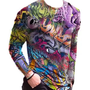 Wholesale hot selling European and American casual printing long sleeve men's T-shirt