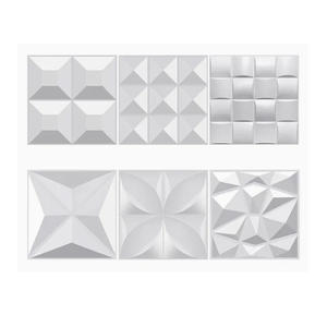 Pannello Murale <span class=keywords><strong>3D</strong></span> in PVC Bianco Moderno Geometrico Alternativa al Marmo 30x30 50x50cm per Soggiorno - Produzione 2026 - Product Image 6