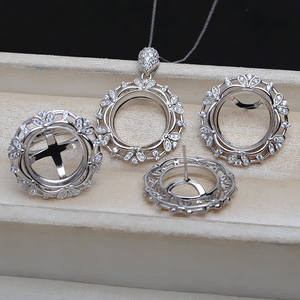 Juego de bases de bisel vacías de 15 mm de Plata S925 para joyería DIY, para colgantes, pendientes y anillos, para perlas y conchas de caballo - Product Image 1