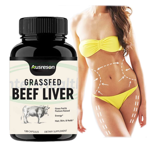 Ausreson OEM Halal Grass Fed Cápsulas de hígado de res 180 Soporte inmunológico Suplementos energéticos Vitamina Cápsulas de hígado de res liofilizadas - Product Image 1