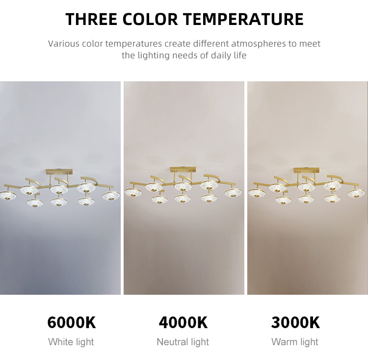 Hot Selling Modern Acrylic Copper Hanging Light Fixture Luxury Indoor Led Pendant Light Chandeliers