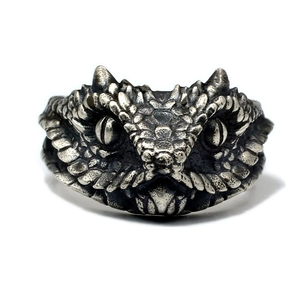 Wholesale 925 sterling silver fashion jewelry retro personality men and women ring domineering rattlesnake head ring
