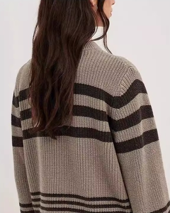 Suéter Elegante de <span class=keywords><strong>Lana</strong></span>/Viscosa a Rayas para <span class=keywords><strong>Mujer</strong></span>, Estilo Coreano, Holgado, Casual, Otoño-Invierno, Estilo Europeo Americano, Rejuvenecedor - Product Image 5