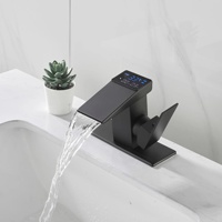 Robinet de lavabo moderne monocommande monofilaire en acier inoxydable brossé, économie d'eau, affichage numérique chaud/froid