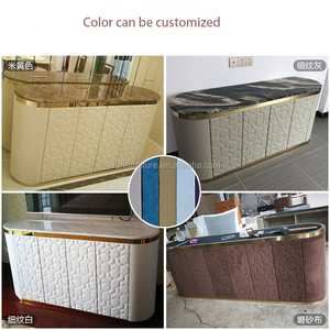 High Quality Luxury Leather Buffet Cabinet Marble Topped <strong>Sideboard</strong> - Product Image 2