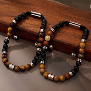 ขายดี! สร้อยข้อมือหินไทเกอร์อายแฟชั่นใหม่สุดฮิต ดีไซน์เก๋ ทำมือ ปรับขนาดได้ พร้อมหินแจสเปอร์  สำหรับทุกเพศ - Product Image 3
