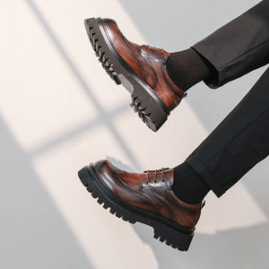 <span class=keywords><strong>Scarpe</strong></span> Casual <span class=keywords><strong>da</strong></span> <span class=keywords><strong>Uomo</strong></span> in Pelle Marroni Stile Inglese con Rialzo Platform Allacciate Traspiranti per <span class=keywords><strong>Sposo</strong></span> Matrimonio Estivo - Product Image 4