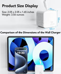 35W kép cổng tường sạc với cáp có thể thu vào 2 trong 1 nhanh Trạm Sạc cho Iphone USB C thiết bị - Product Image 5