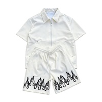 Ensemble deux pièces pour homme, chemise à col roulé et short, color block, cordon de serrage, taille élastique, streetwear, été, séchage rapide, polyester/coton