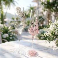 Flûtes à champagne 2026 Grandeur Butterfly Elite, ornées de perles et de strass, pour mariages et événements théâtraux