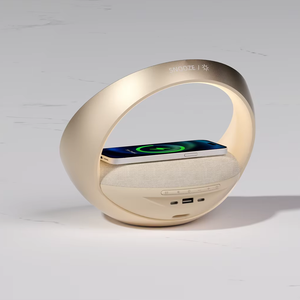 KUANGXIANG 2025 Haut de gamme, Idéal pour offrir : Haut-parleur d'ambiance en forme de lune, Réveil avec fonction Snooze et Son Surround, Décoration d'intérieur - Product Image 6