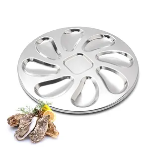 10 inches stainless steel oyster seafood serving shell plate for lemon and sauce