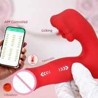 APP-gesteuertes Erwachsenen-Sexspielzeug 2-in-1 Teleskop-Zungen-Leckvibrator Sextoy Dildo für Frauen Klitoris-Massagegerät